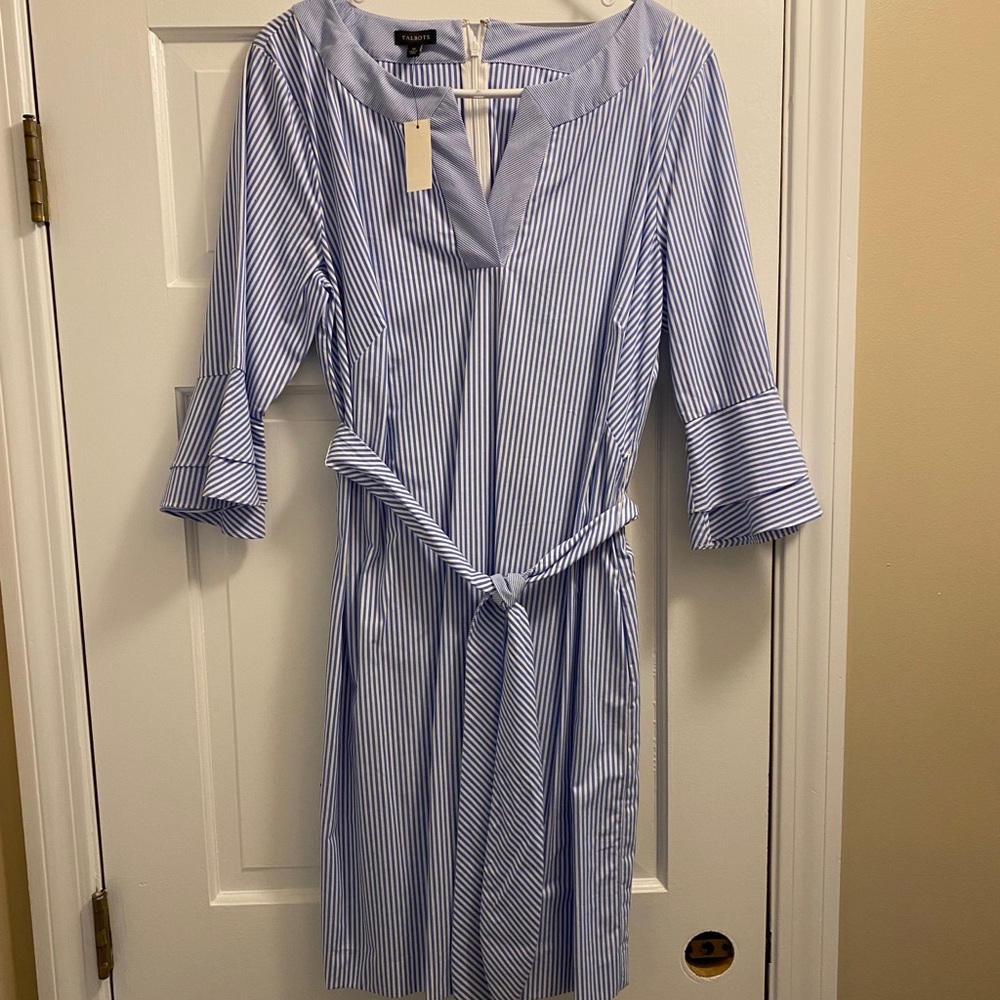 NWT Talbots blue/white striped dress